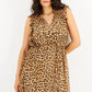 INC International Concepts Women's Cheetah Print Flutter Sleeve Dress Brown Size Large