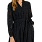 Alfani Women's Jacquard Print Sheer Sleeve Dress Black Size 6