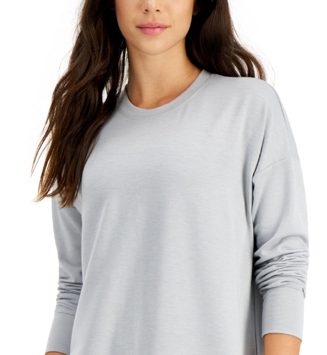 ID Ideology Women's Active Solid Crewneck Top Gray Size Large
