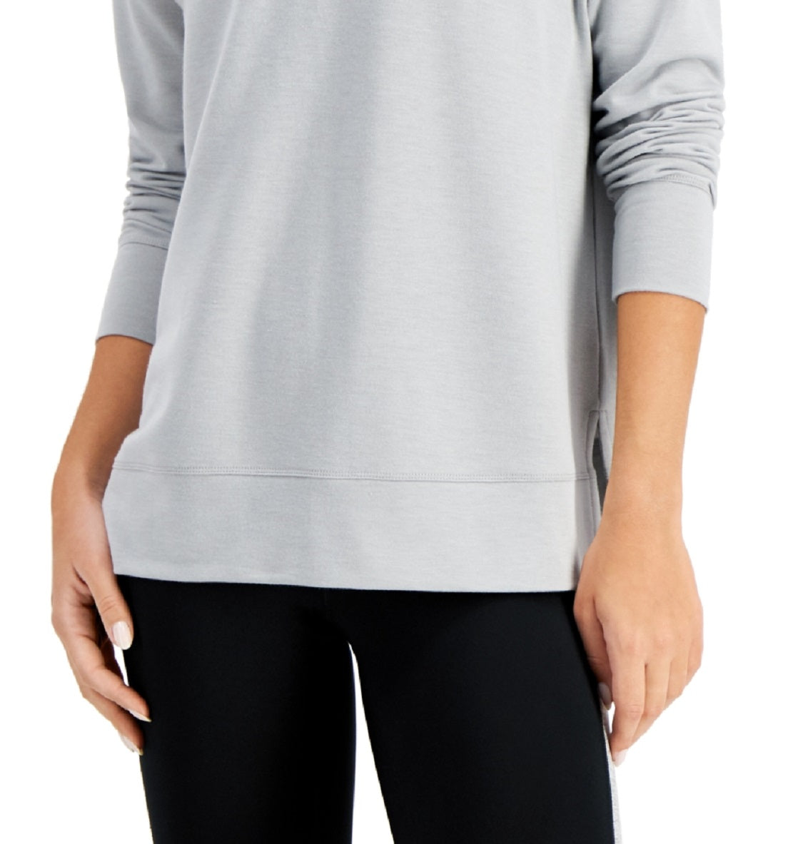 ID Ideology Women's Active Solid Crewneck Top Gray Size Large