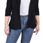 NY Collection Women's 3/4 Rouched Sleeve Crepe Jacket Black Size Large
