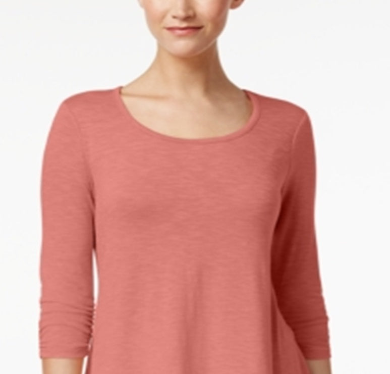 Style & Co Women's Chiffon Hem Top Pink Size X-Small