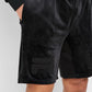 Fila Men's Arc Classic Fit Stretch Velour Logo Shorts Black Size Large