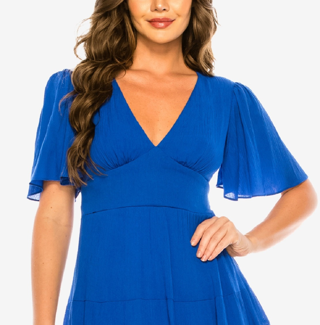 B Darlin Junior's V Neck Ruffled Dress Blue Size 0