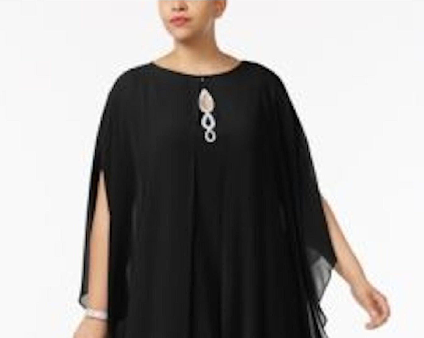 SL Fashions Women's Sheer Evening Top Black Size 16W