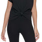 DKNY Women's Logo Knotted Cotton T-Shirt Black Size Large