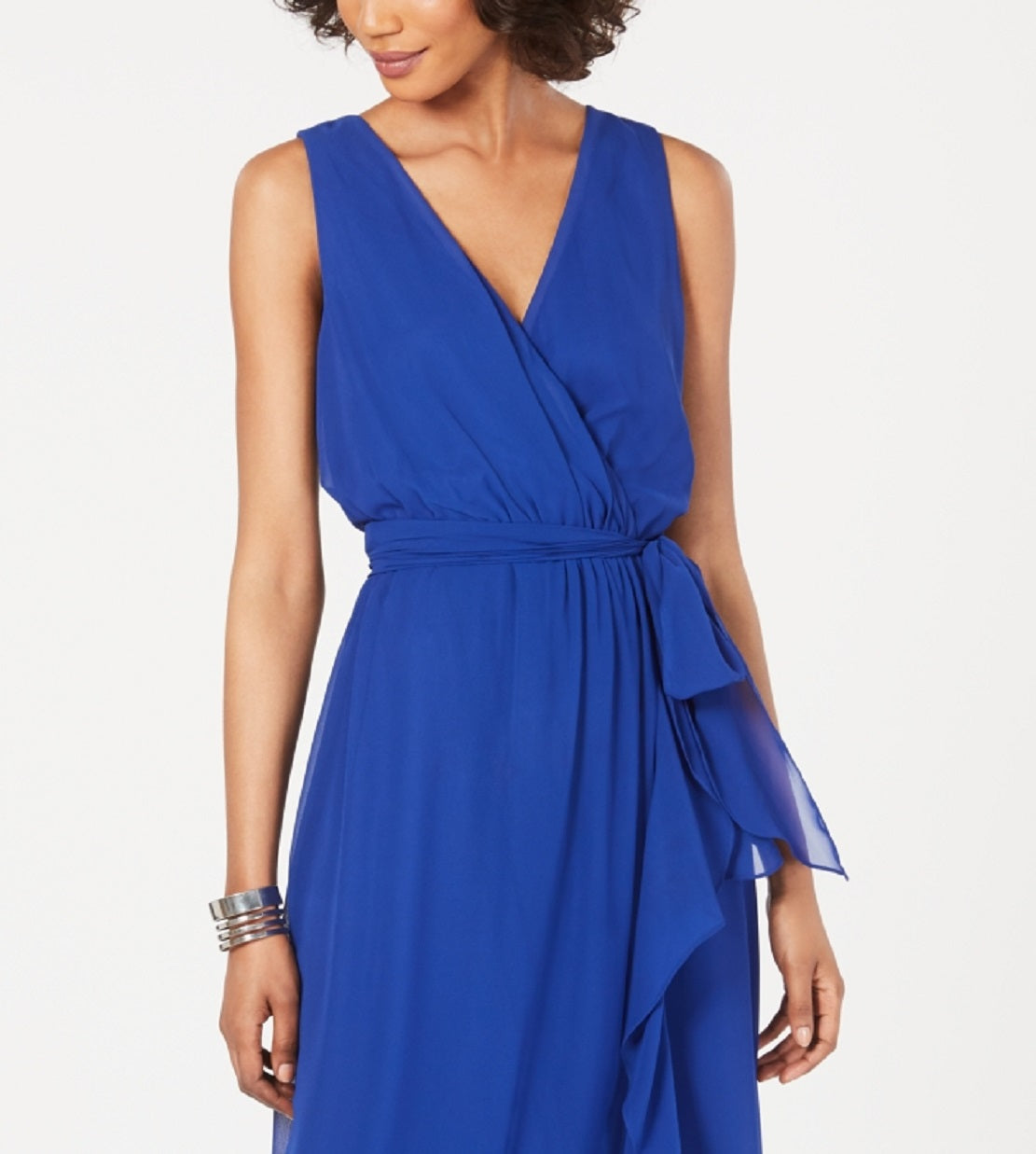 SL Fashions Women's Surplice High Low Maxi Dress Blue Size 6