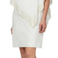 SL Fashions Women's Foil Trim Asymmetrical Popover Capelet Sheath Dress White Size 6