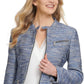 DKNY Women's Zipper Business Tweed Jacket Blue Size 14
