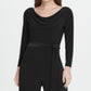 DKNY Women's Cowl Neck Long Sleeve Jumpsuit Black Size 4