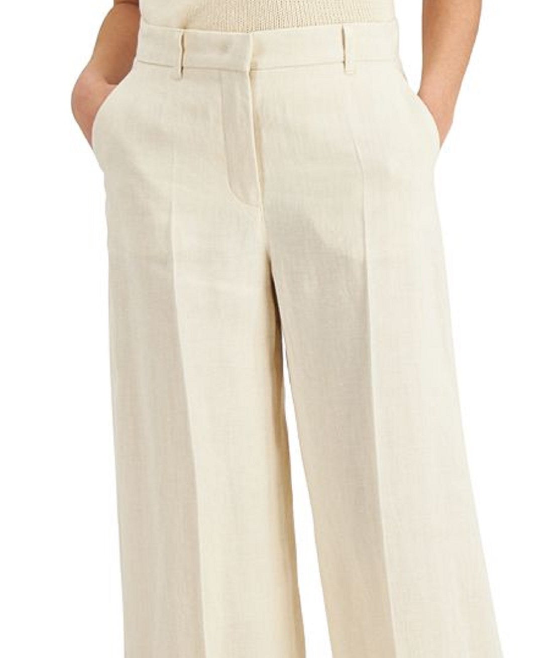 Weekend Max Mara Women's Andreis Linen Wide Leg Pants Brown Size 14
