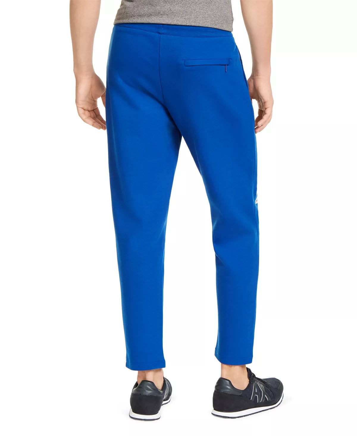 AX Armani Exchange Men's Athletic Straight Fit Pleated Logo Print Sweatpants Blue Size X-Large