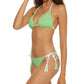 Becca Women's Fine Line Reversible Triangle Bikini Top Green Size Medium
