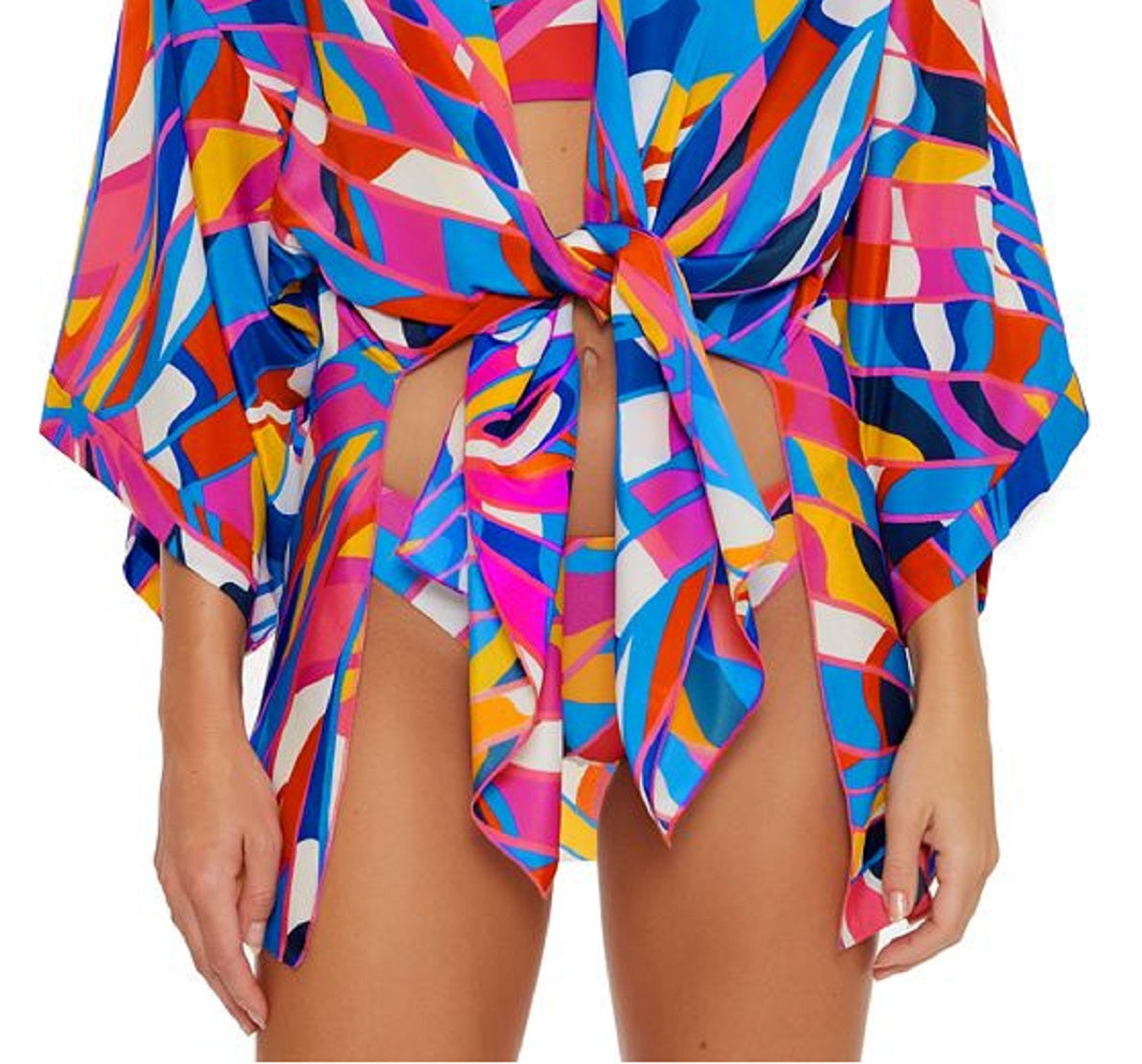 Trina Turk Women's Rio Tie Front Cover Up Tunic Blue Size X-Large