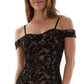 BCX Junior's Off The Shoulder Flocked Velvet Ruched Dress Black Size XX-Small