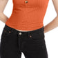 Hippie Rose Junior's Ribbed T-Shirt Brown Size X-Large