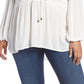 Seven7 Women's Lace up Peasant Top White Size 1X