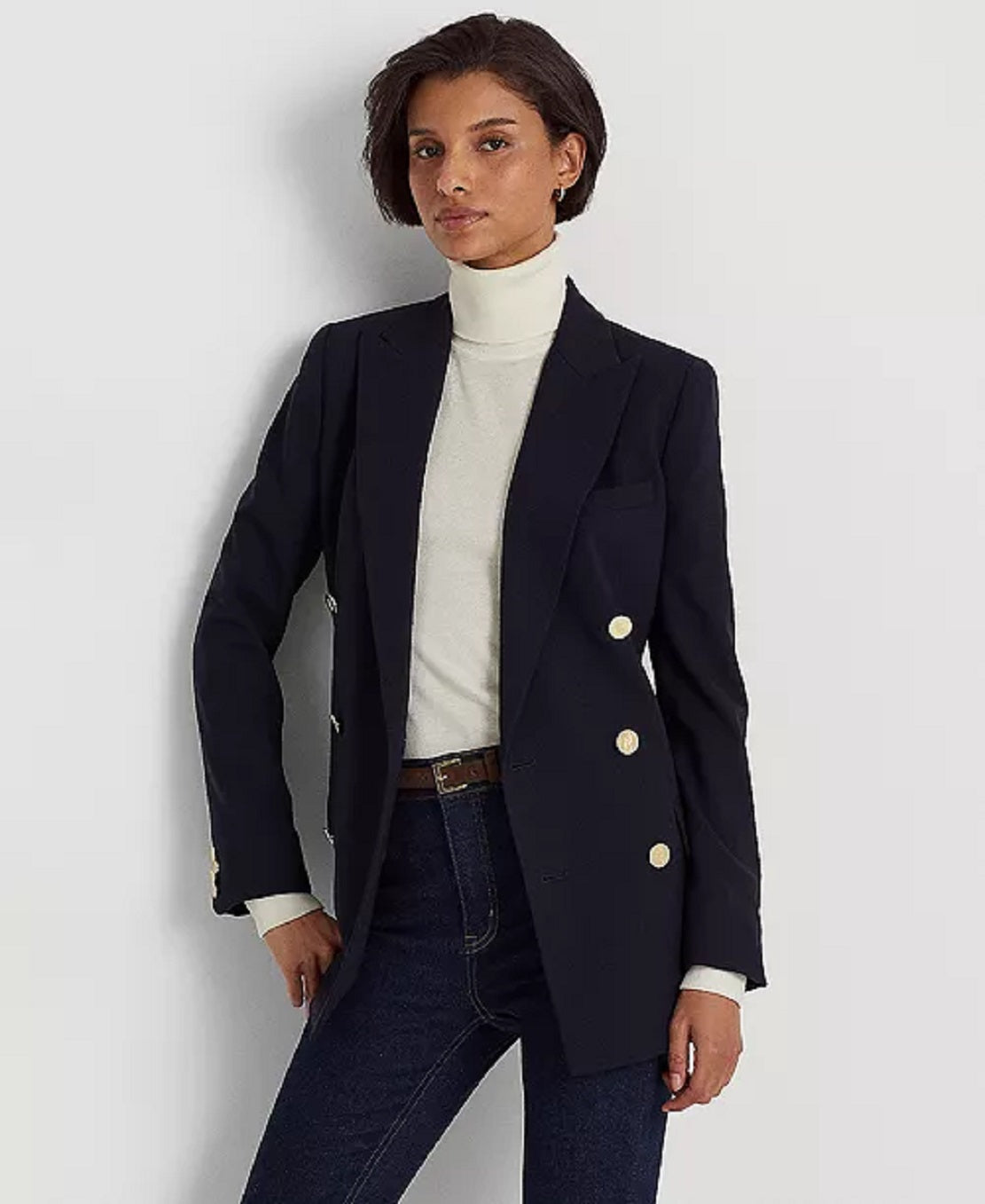 Ralph Lauren Women's Stretch Wool Blazer Blue Size 8