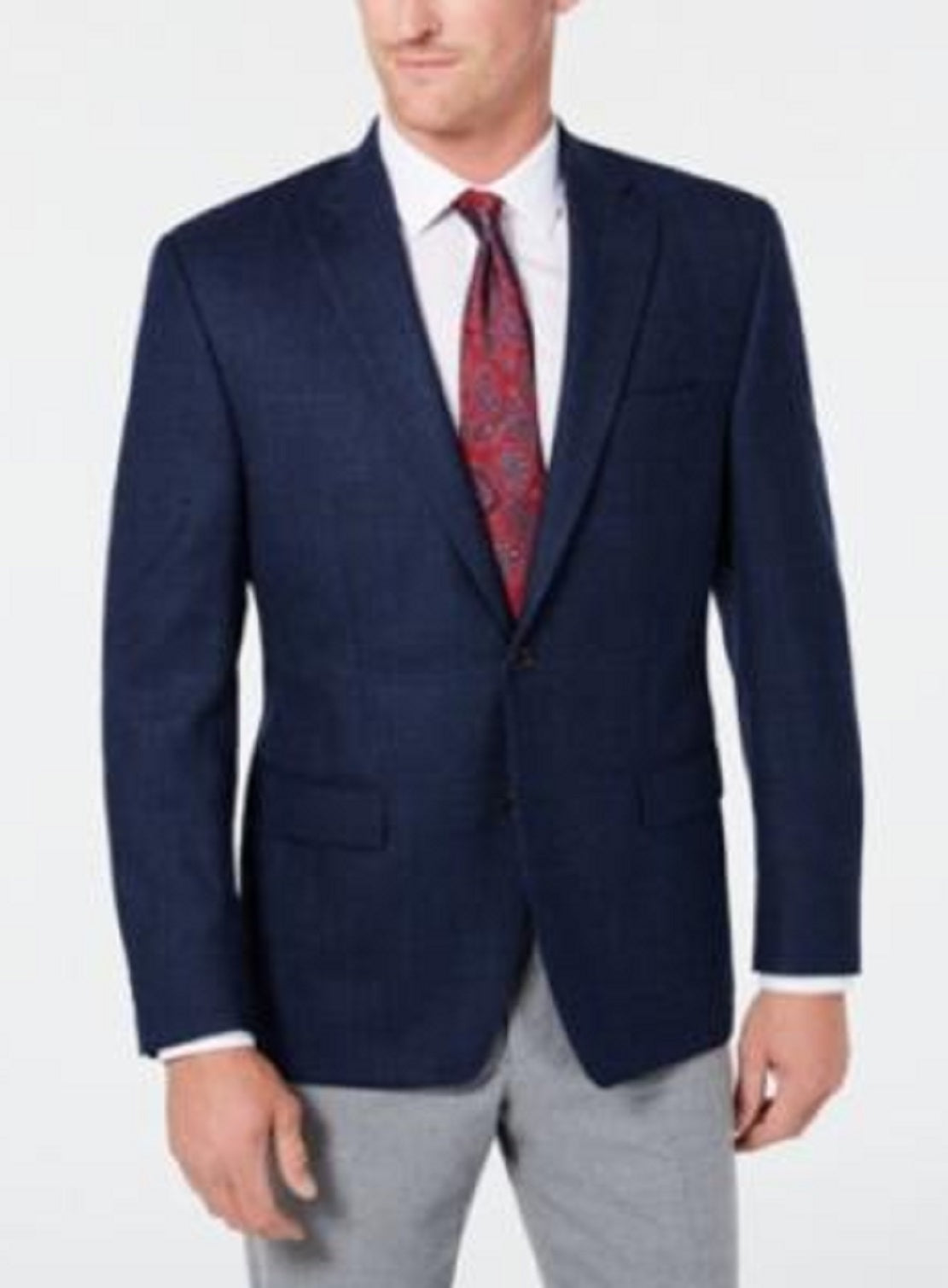 Ralph Lauren Men's Wool Blend Window Pane Two Button Blazer Blue Size 44