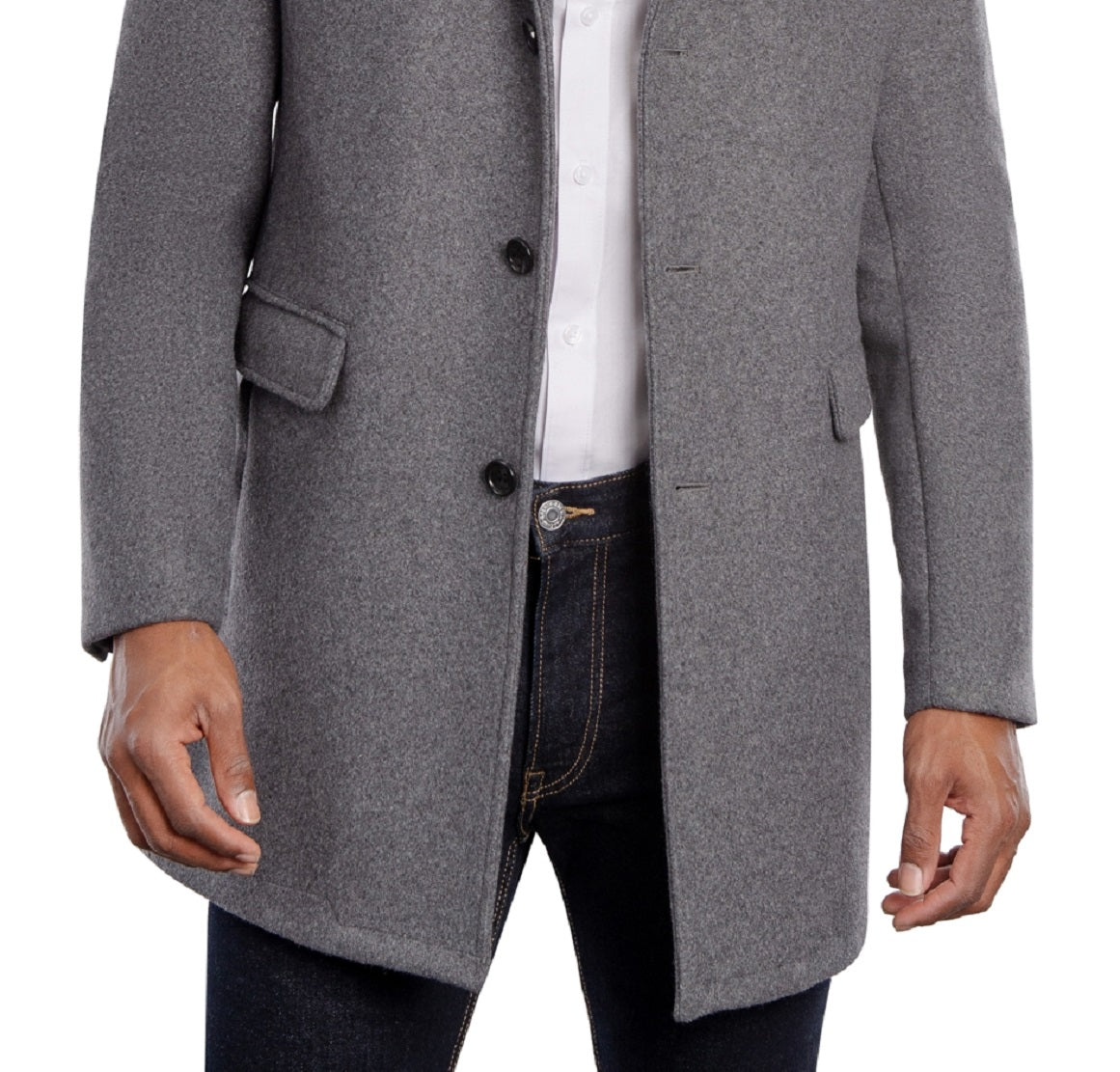Michael Kors Men's Ghent Slim Fit Overcoat Gray Size 38