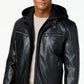 Michael Kors Men's Faux Leather Hooded Bomber Jacket Black Size Large