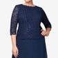 Alex Evenings Women's Mock Two Piece A Line Gown Blue Size 24W