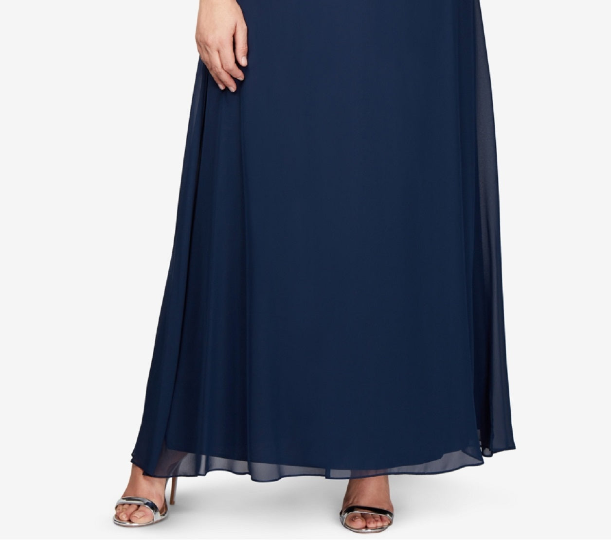 Alex Evenings Women's Mock Two Piece A Line Gown Blue Size 24W