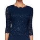 Alex Evenings Women's Mock Two Piece Cocktail Dress Blue Size 12