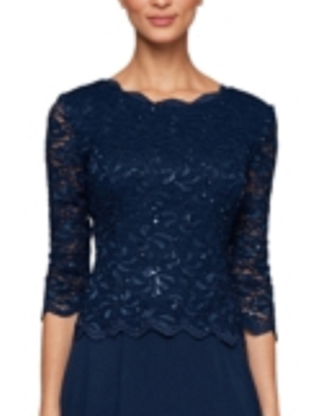 Alex Evenings Women's Mock Two Piece Cocktail Dress Blue Size 12