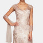 Alex Evenings Women's Embellished Lace Embroidered Illusion Gown & Shawl Brown Size 8