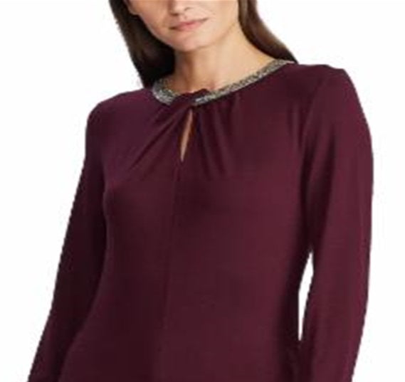 Ralph Lauren Women's Knit Stretch Jersey Top Red Size Medium