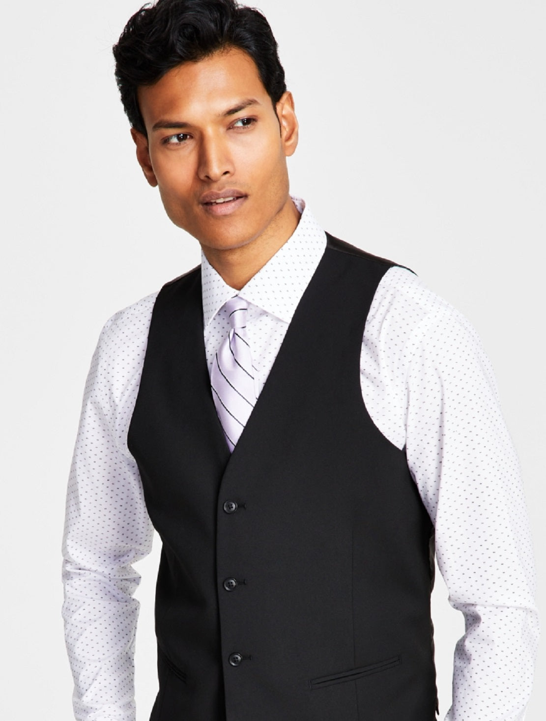 Alfani Men's Slim Fit Stretch Solid Suit Vest Black Size Large
