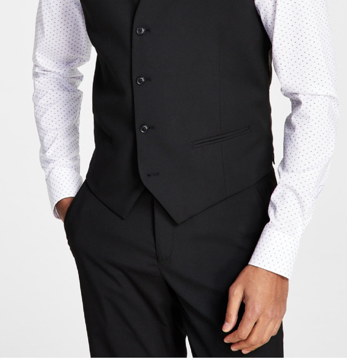Alfani Men's Slim Fit Stretch Solid Suit Vest Black Size Large