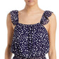 Aqua Women's Abstract Dot Ruffle Top Blue Size Small