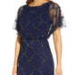 Adrianna Papell Women's Beaded Evening Gown Blue Size 8