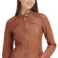 GUESS Women's Faux Leather Moto Jacket Brown Size Medium