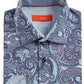 Tallia Men's Slim Fit No Iron Performance Stretch Paisley Dress Shirt Blue Size Small