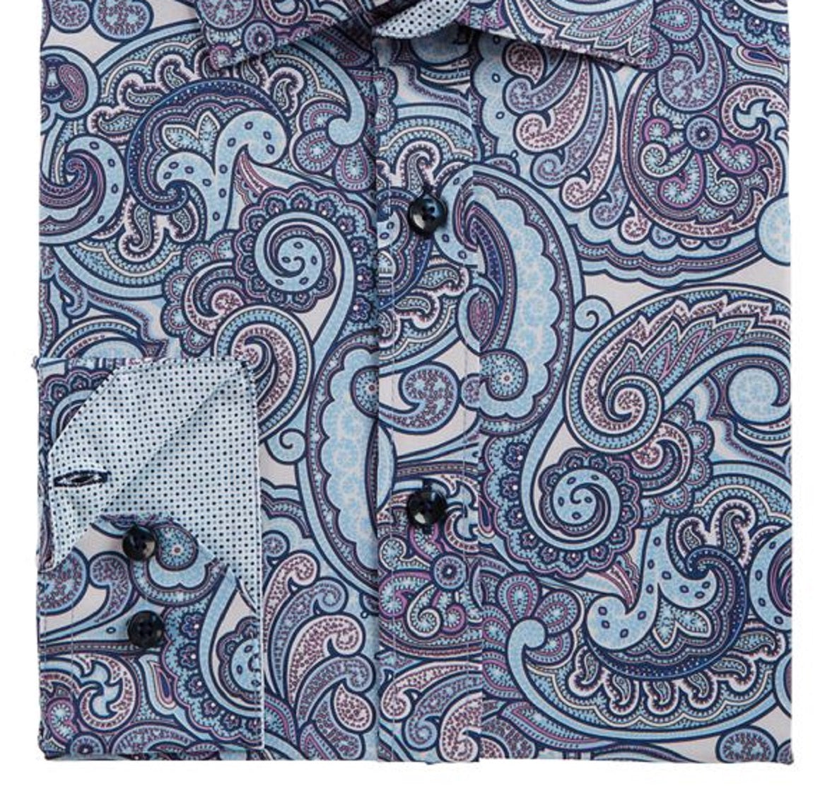 Tallia Men's Slim Fit No Iron Performance Stretch Paisley Dress Shirt Blue Size Small