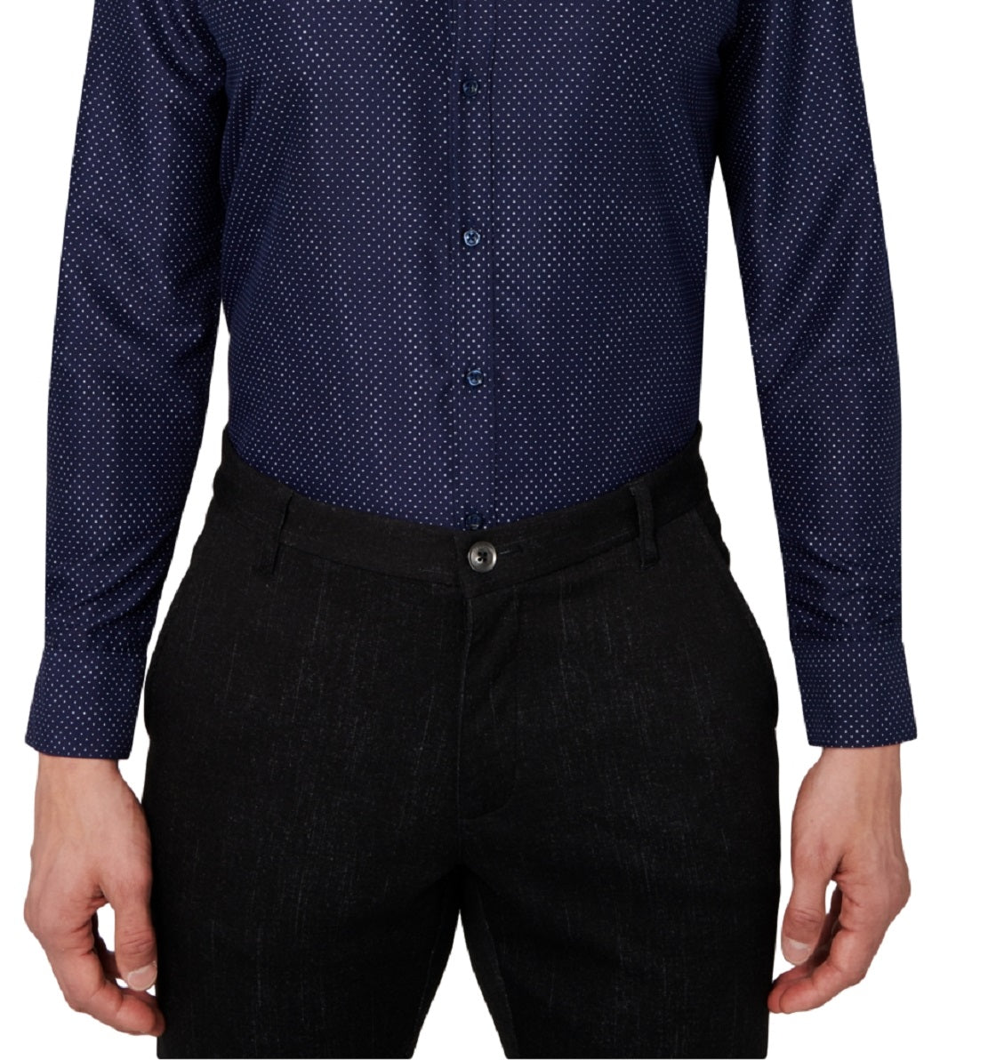 Calabrum Men's Regular Fit Performance Dress Shirt Blue Size Large
