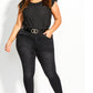 City Chic Women's Trendy Plus Shirred Flirt Top Black Size Petite Small