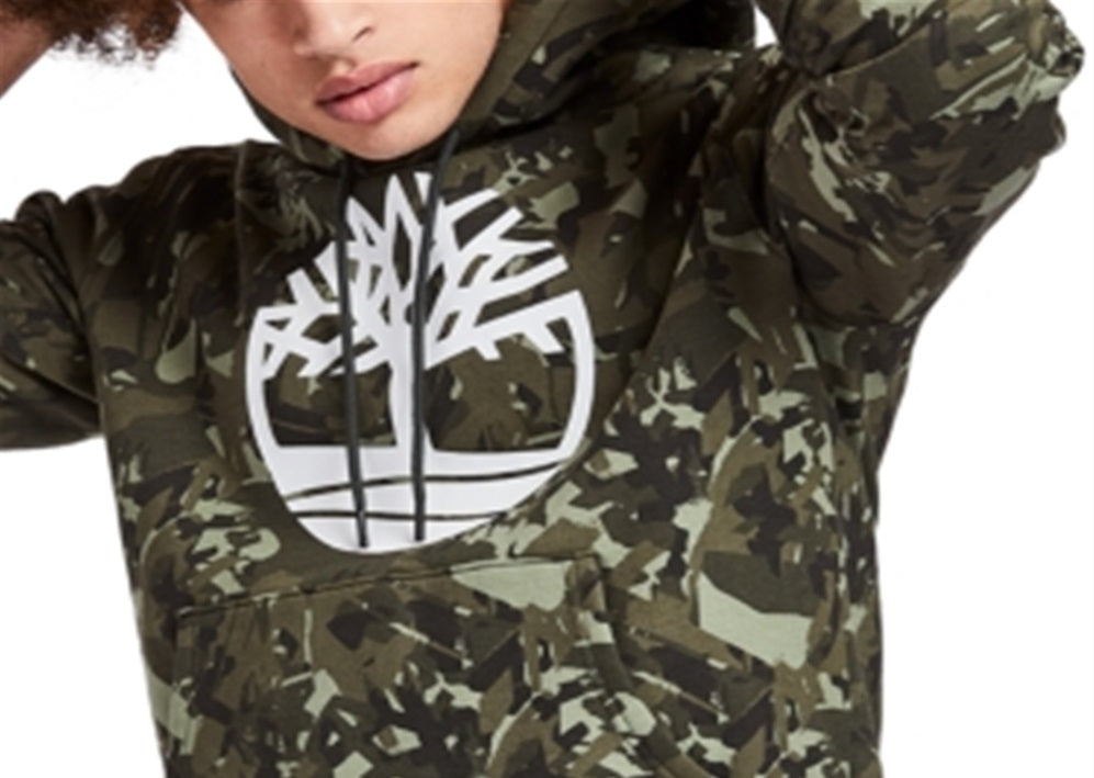 Timberland Men's Camo Tree Logo Hoodie Green Size Small