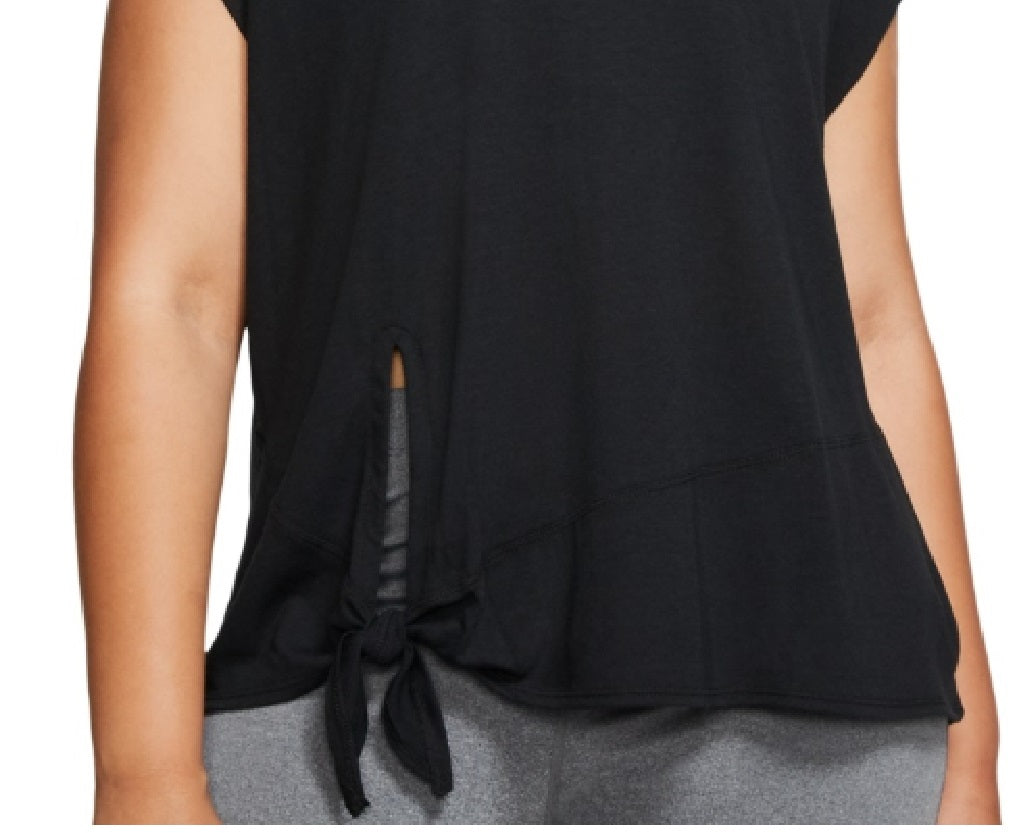Nike Women's Plus Size Dry Side-Tie Training Top Black Size 1X