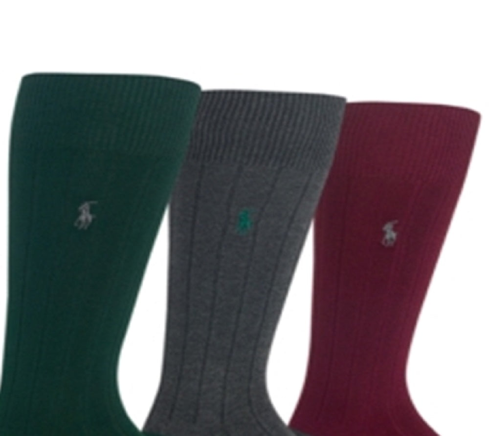 Polo Ralph Lauren Men's 3 Pack Ribbed Socks Green Size Regular