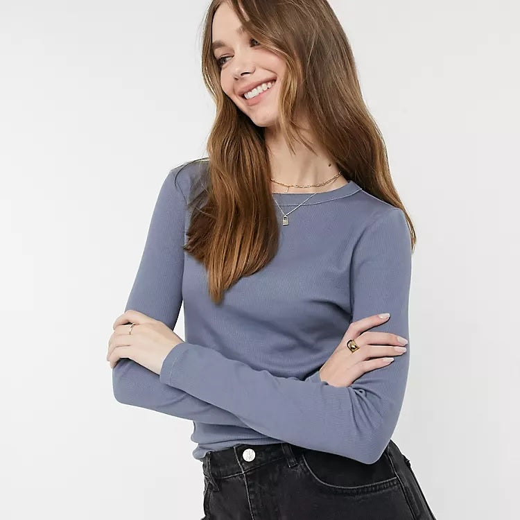 Cotton on Women's the Turn Back Long Sleeve Top Gray Size L