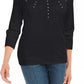 Karen Scott Women's Petite Cotton Grommet-Hardware Top Black Size Petite S