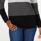 Karen Scott Women's Colorblocked Pullover Sweater Gray /White /Black  Size X-Small