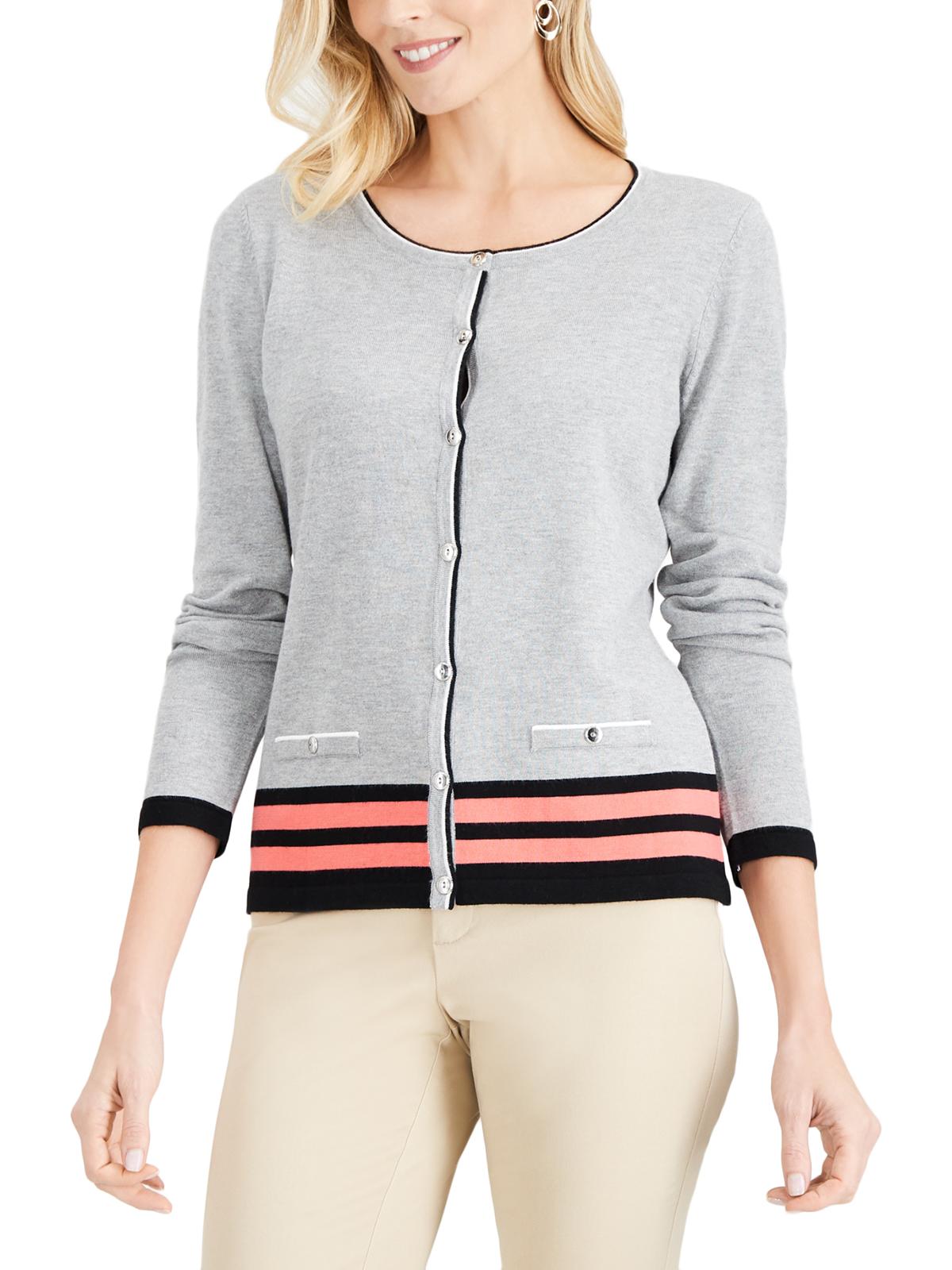 Karen Scott Women's Button up Long Sleeves Cardigan Sweater Gray Size X-Large