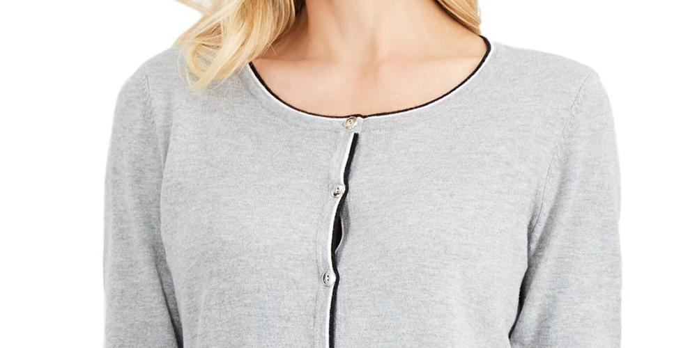 Karen Scott Women's Button up Long Sleeves Cardigan Sweater Gray Size X-Large