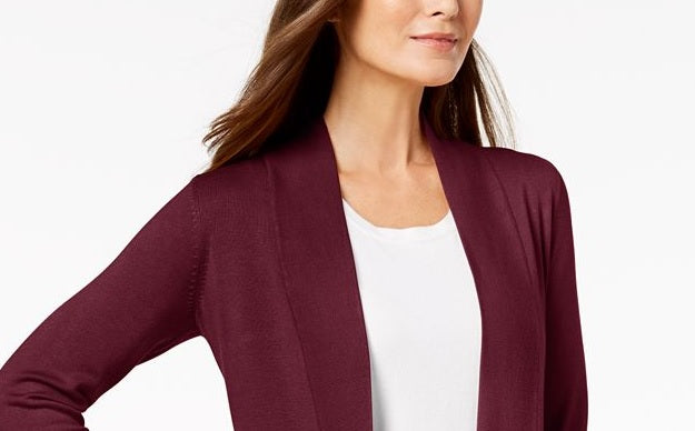 JM Collection Women's Open-Front Cardigan -RedSize Large