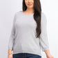 Maison Jules Women's Crewneck 3/4-Sleeve Sweater Gray Size Small